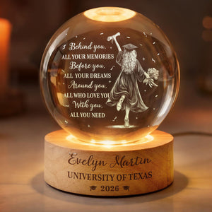 Personalized 2026 Graduation Crystal Ball Night Light, Class of 2026 Graduation Gift, College Grad Gift for Senior, Daughter, 2026 Grad Gift
