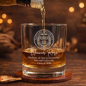 Custom Graduation Logo Pint Glass 2026, Personalized College Grad Gift for Him, University Class of 2026 Whiskey Glass, College Grad Gifts
