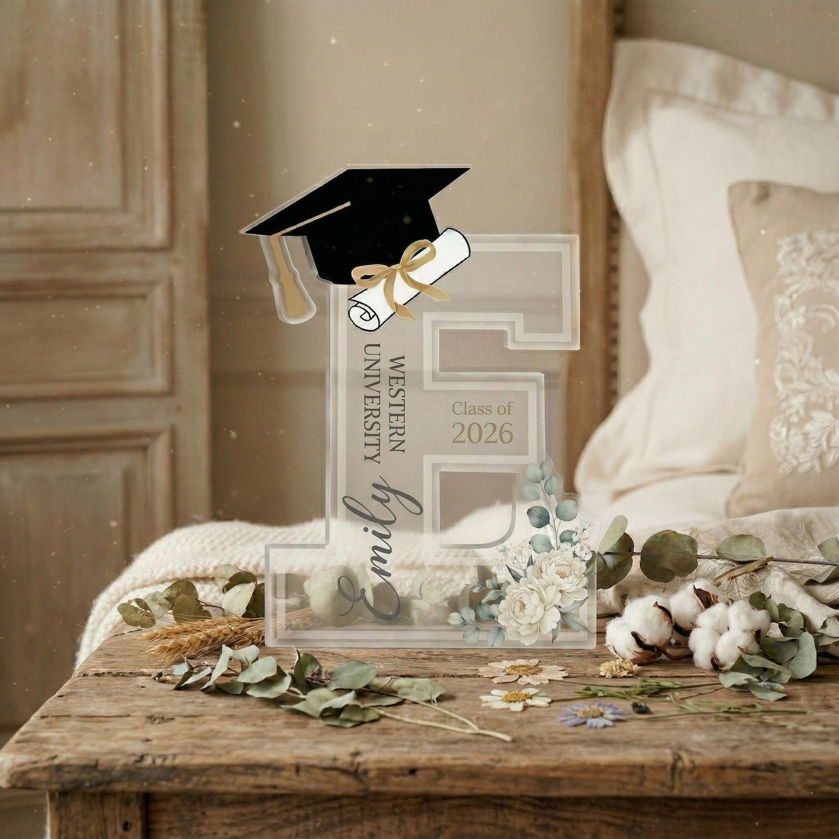 Personalized Graduation Acrylic Decor, Custom Class of 2026 Initial Keepsake