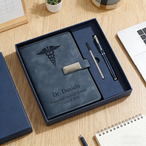 Personalized Doctor Graduation Notebook, Custom Leather Journal, Medical School Graduation Gift, Dr. Name Class of 2026 Gift