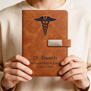 Personalized Doctor Graduation Notebook, Custom Leather Journal, Medical School Graduation Gift, Dr. Name Class of 2026 Gift