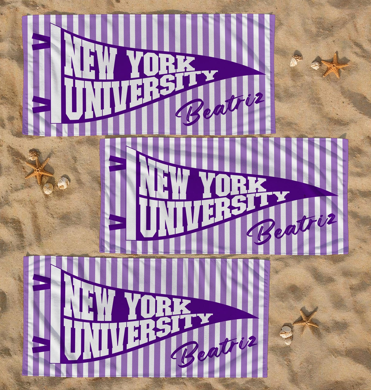 Personalized College Pennant Beach Towel, School Banner School Spirit Beach Towel, High School Graduation Gift, University Graduation Gift