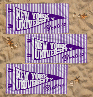 Personalized College Pennant Beach Towel, School Banner School Spirit Beach Towel, High School Graduation Gift, University Graduation Gift