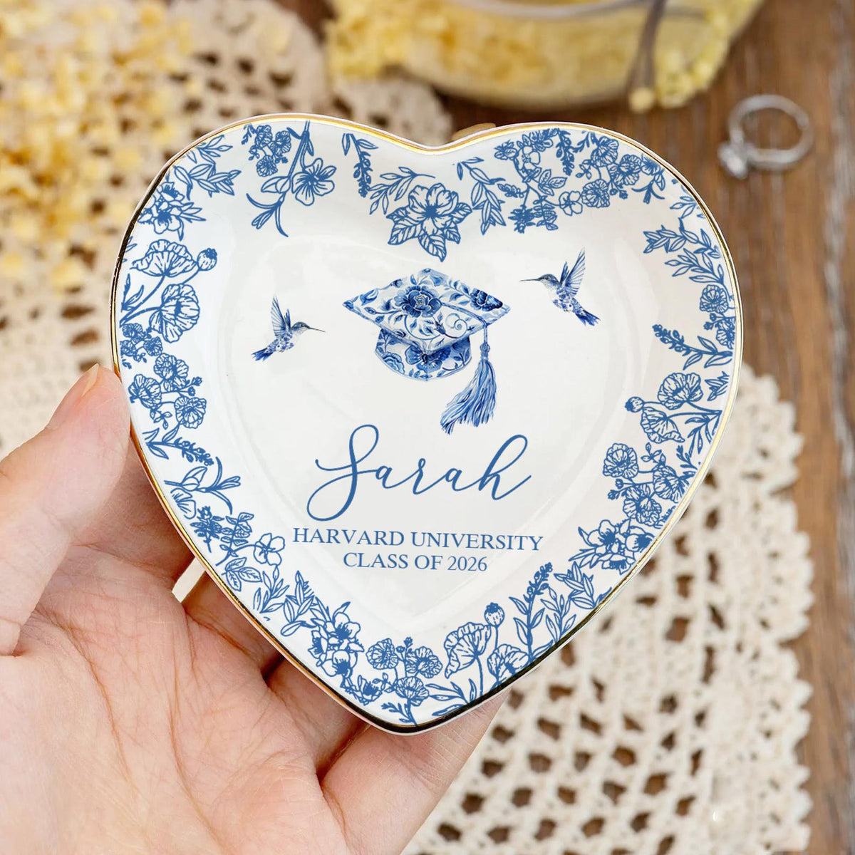 Personalized Graduation Ring Dish,Custom Class Of 2026 Jewelry Trinket Tray, College Grad Gift for Her, Graduation Party Favors