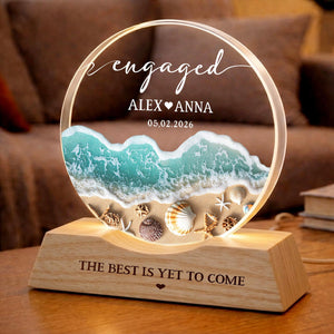 Engagement Gifts, Engaged Wave Night Light, Engagement Gift for Couple, Engagement Keepsake Gift, Couples Gift, Newly Engaged Home Decor
