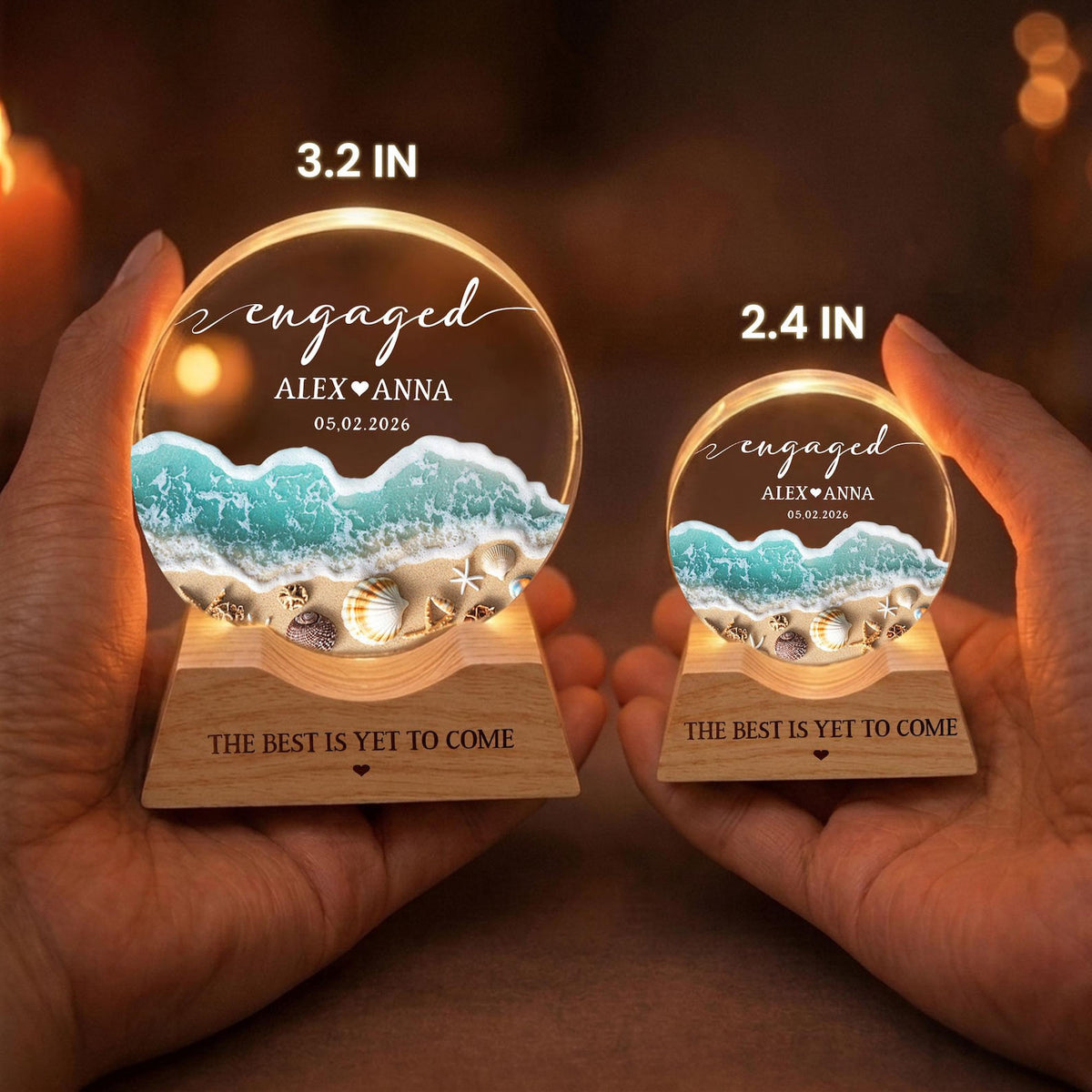 Engagement Gifts, Engaged Wave Night Light, Engagement Gift for Couple, Engagement Keepsake Gift, Couples Gift, Newly Engaged Home Decor
