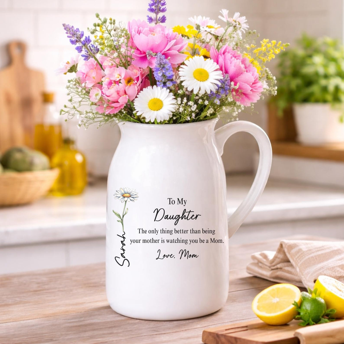 Daughter Gift From Mom, Personalized Daughter Flower Vase Gift from Mom, Mother s Day Gift for Daughter Becoming Mom