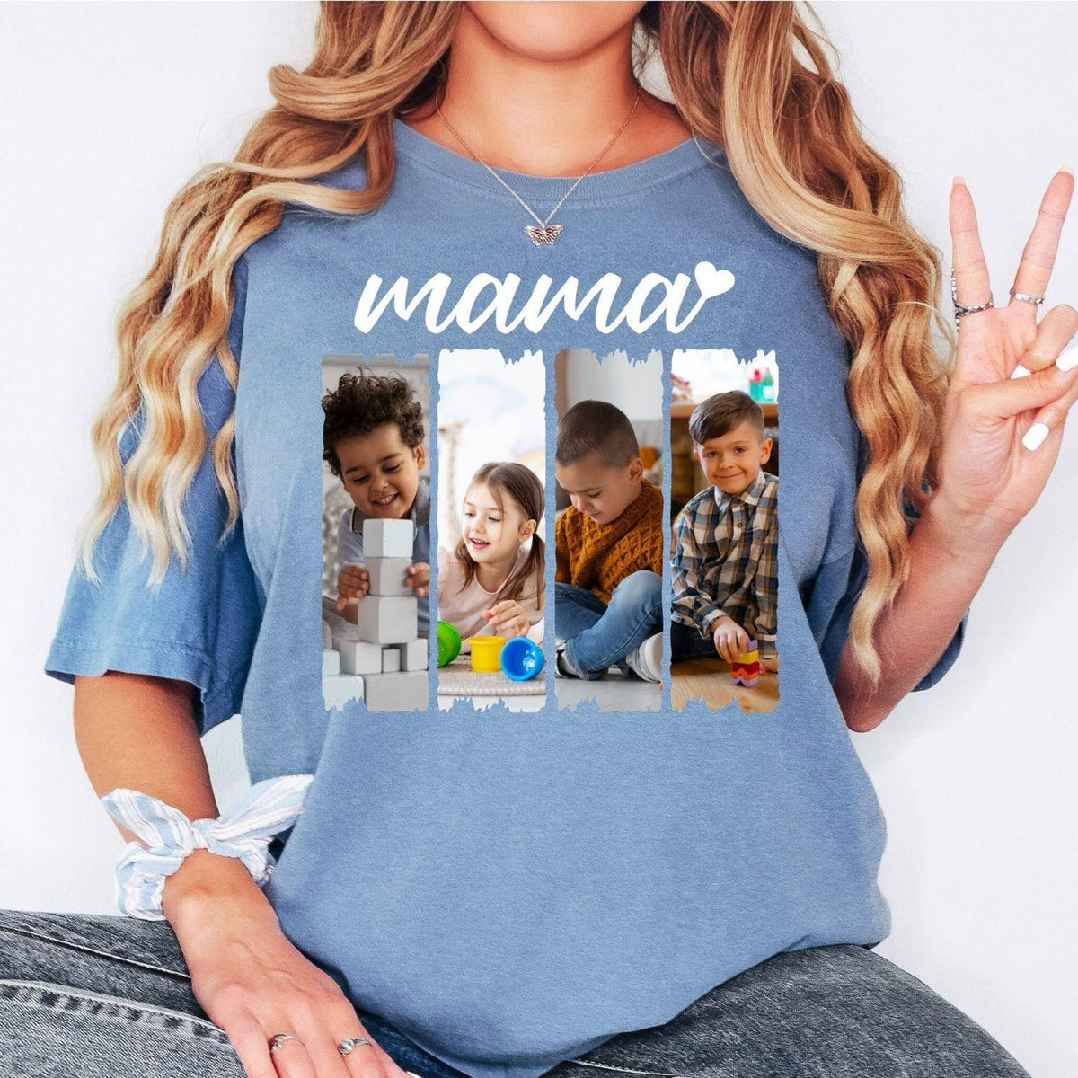 Comfort Colors Mama Photo Shirt, Custom Photo Mama Shirt, Personalized Picture Shirt, Mothers Day Gift Shirt, Custom Kids Photo Shirt