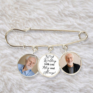 Personalized Graduation Lapel Pin With Photo Charms, Graduation Walking With You Today, Graduation Day Memorial, Graduation Gown Pin