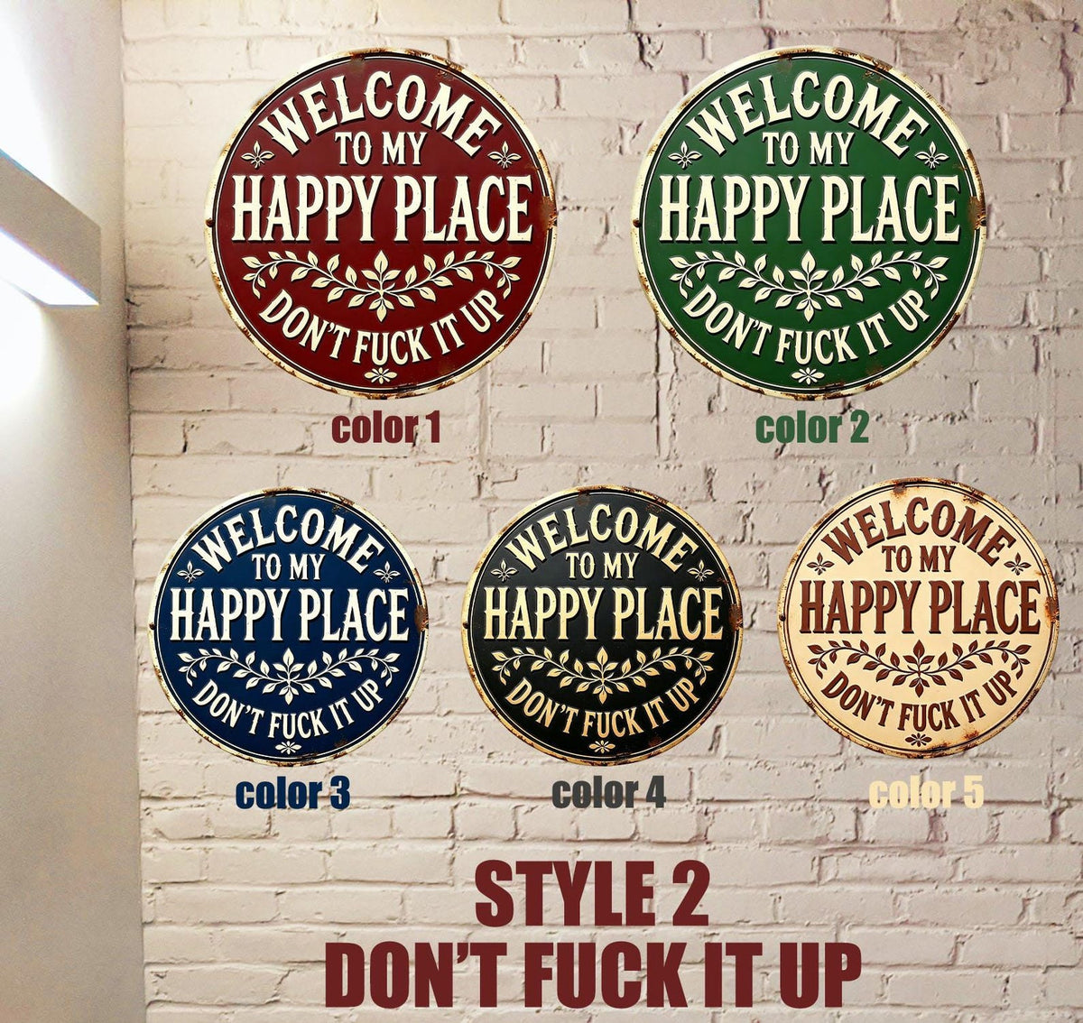 Welcome to My Happy Place Metal Sign,Rustic Home Decor,Whimsical Home Decor,Patio Decor,Garden Metal Sign For Mom
