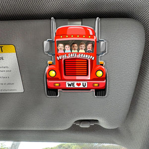 Custom Trucker Kids Photo Car Visor Clip For Dad, Drive Safe Dad Sun Visor Clip, Drive Safe Gift For Grandpa, Father's Day Gift For Husband