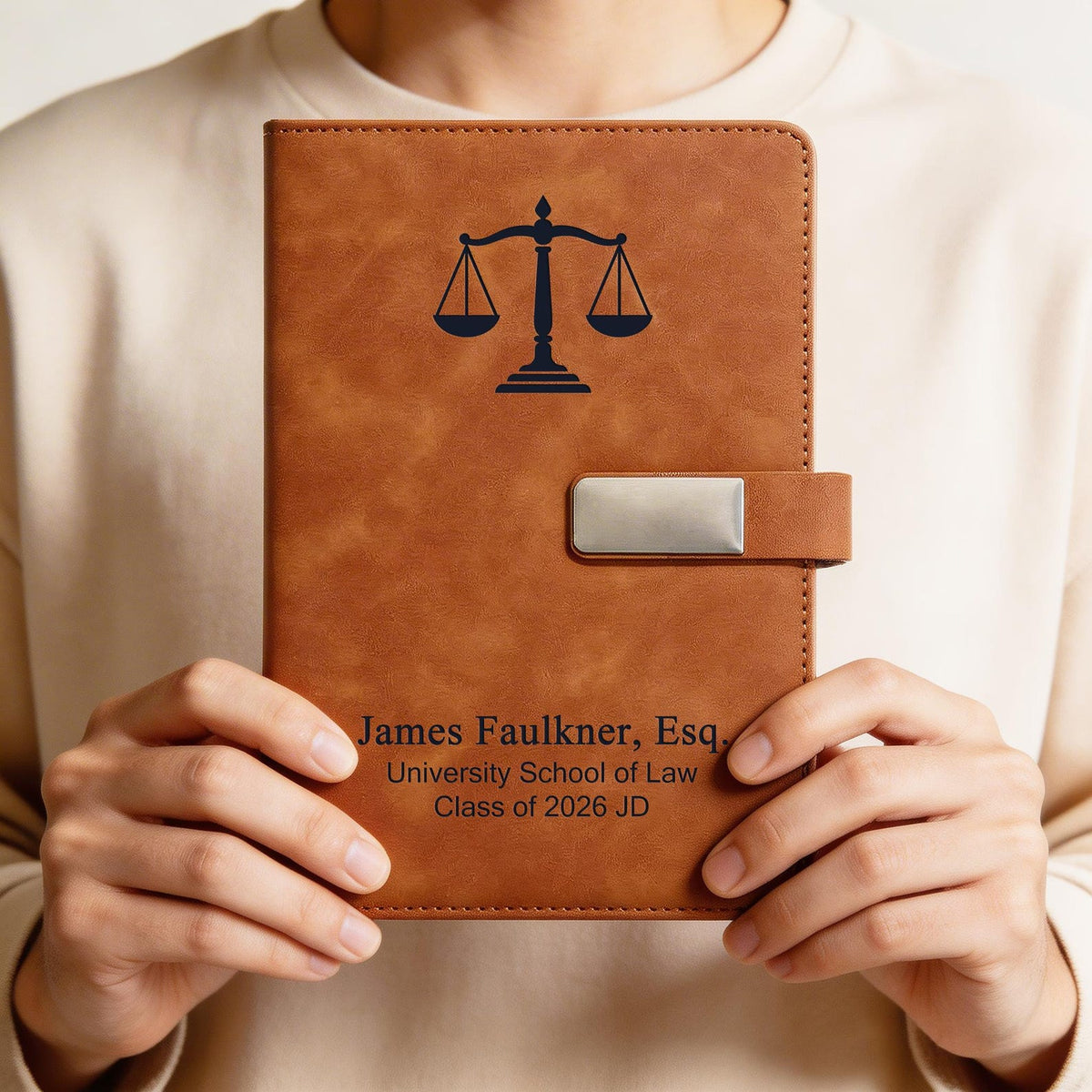 Personalized Law Graduation Gift Set, Custom Leather Journal & Pen, Lawyer Gift for Men, Class of 2026 JD Grad Gift