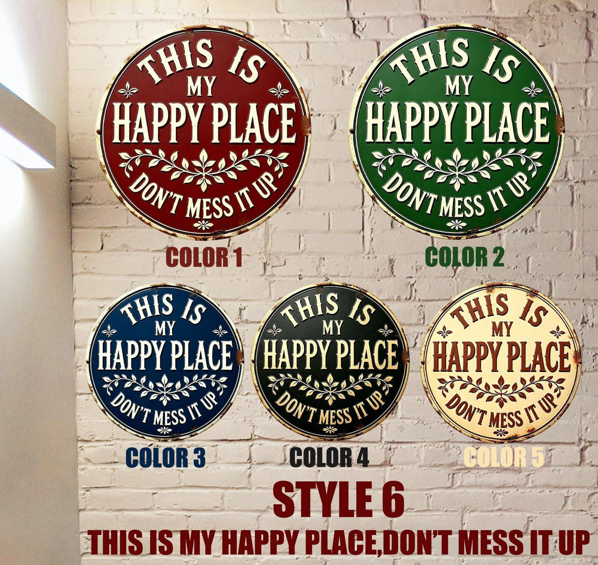 Welcome to My Happy Place Metal Sign,Rustic Home Decor,Whimsical Home Decor,Patio Decor,Garden Metal Sign For Mom