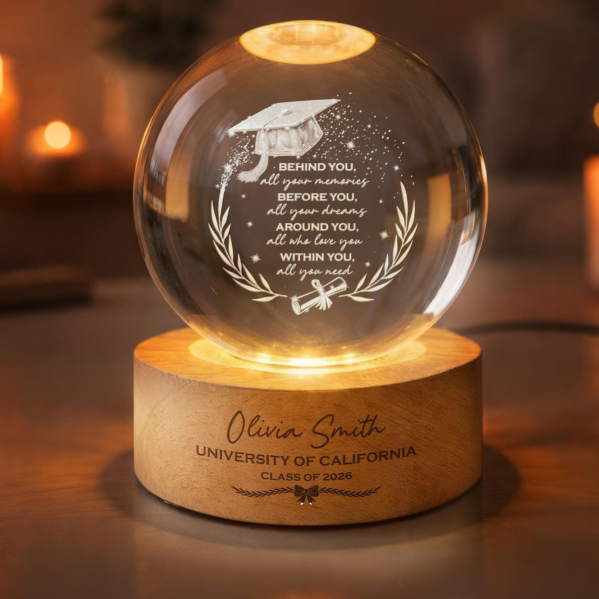 Graduation Crystal Ball Night Light, Graduation Gift, Class of 2026, Senior 2026 Gift,Highschool College Graduation Gift For Bestie,Daughter