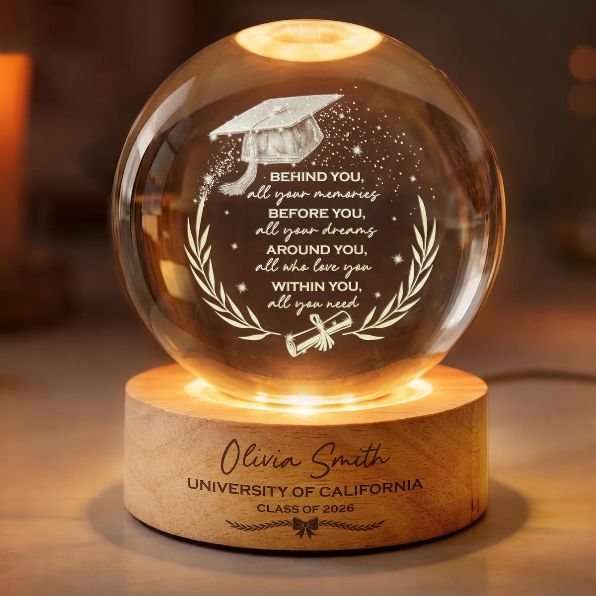 Graduation Crystal Ball Night Light, Graduation Gift, Class of 2026, Senior 2026 Gift,Highschool College Graduation Gift For Bestie,Daughter