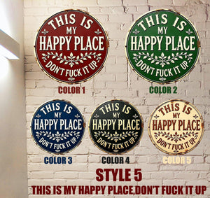 Welcome to My Happy Place Metal Sign,Rustic Home Decor,Whimsical Home Decor,Patio Decor,Garden Metal Sign For Mom
