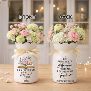Personalized Retirement Gift for Women, Retirement Ceramic Flower Vase, Teacher Retirement Gift, Retired Teacher Gift, Happy Retirement Gift