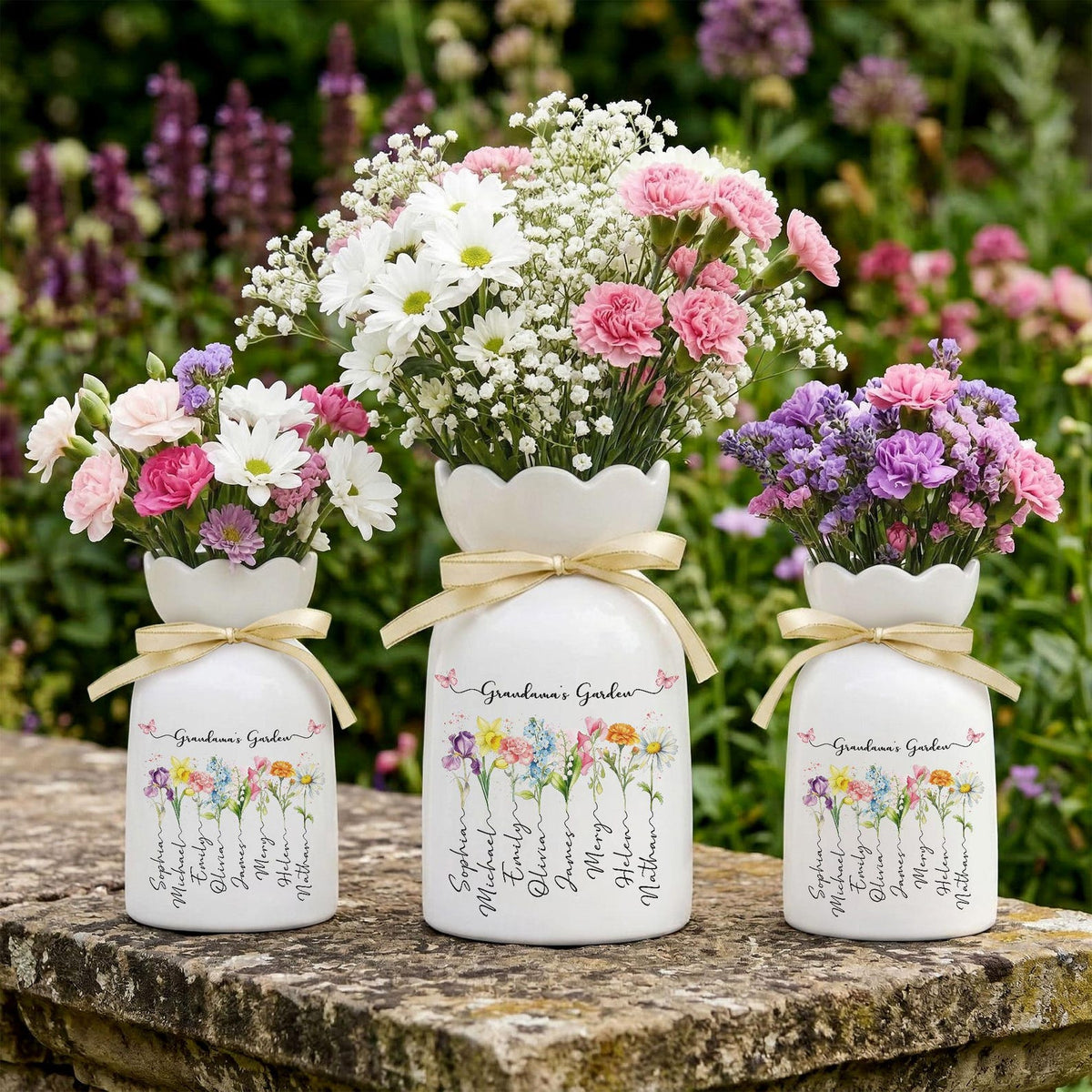 Custom Birth Month Flowers Vases, Grandma's Mom's Garden Flower Vase, Custom Mom Vases, Mother's Day Gifts, Grandma's Gift, Gifts for Mom