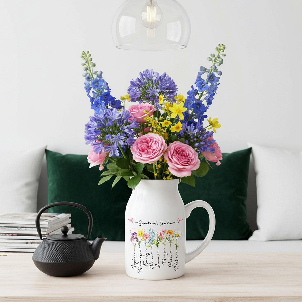 Custom Birth Month Flowers Vases, Grandma's Mom's Garden Flower Vase, Custom Mom Vases, Mother's Day Gifts, Grandma's Gift, Gifts for Mom