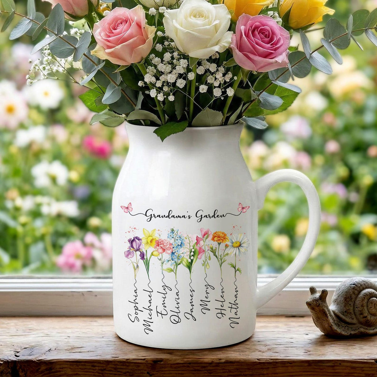 Custom Birth Month Flowers Vases, Grandma's Mom's Garden Flower Vase, Custom Mom Vases, Mother's Day Gifts, Grandma's Gift, Gifts for Mom