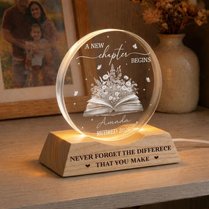 Personalized Retirement Wave Night Light, Retirement Gift for Women, Teacher Retirement Gift, Going Away Gift for Coworker, Work Bestie Gift