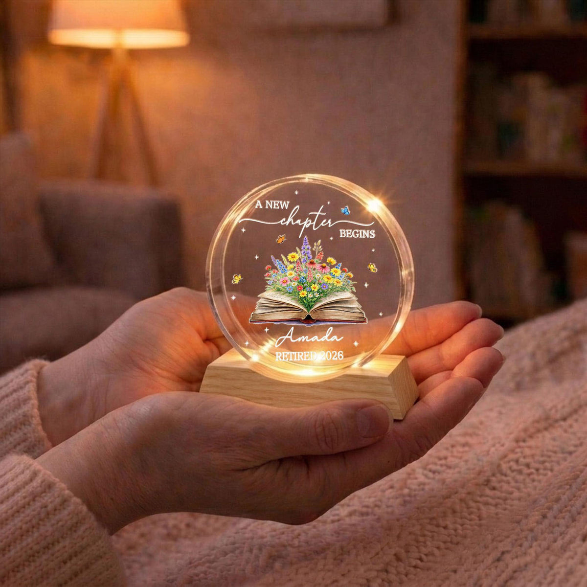 Personalized Retirement Wave Night Light, Retirement Gift for Women, Teacher Retirement Gift, Going Away Gift for Coworker, Work Bestie Gift