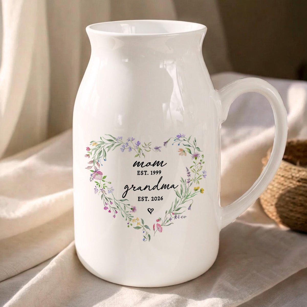 Mother's Day Vase Gift for New Grandma, Flower Vase for Mom, Pregnancy Announcement Moms Gifts
