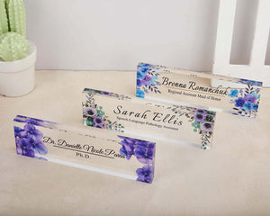 Desk Plaque,Acrylic Desk Name Plate, Floral Office Decor, Custom Teacher Gift,Name plate,New Job Gift