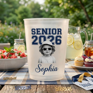 Personalized Senior Custom Vintage Photo Frosted Cup, Class of 2026 Graduation Gift, Graduation Drinkware, Senior Night Cup