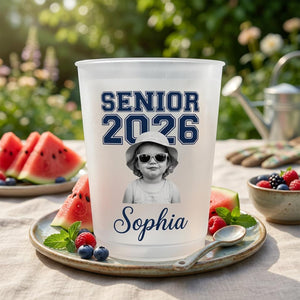 Personalized Senior Custom Vintage Photo Frosted Cup, Class of 2026 Graduation Gift, Graduation Drinkware, Senior Night Cup