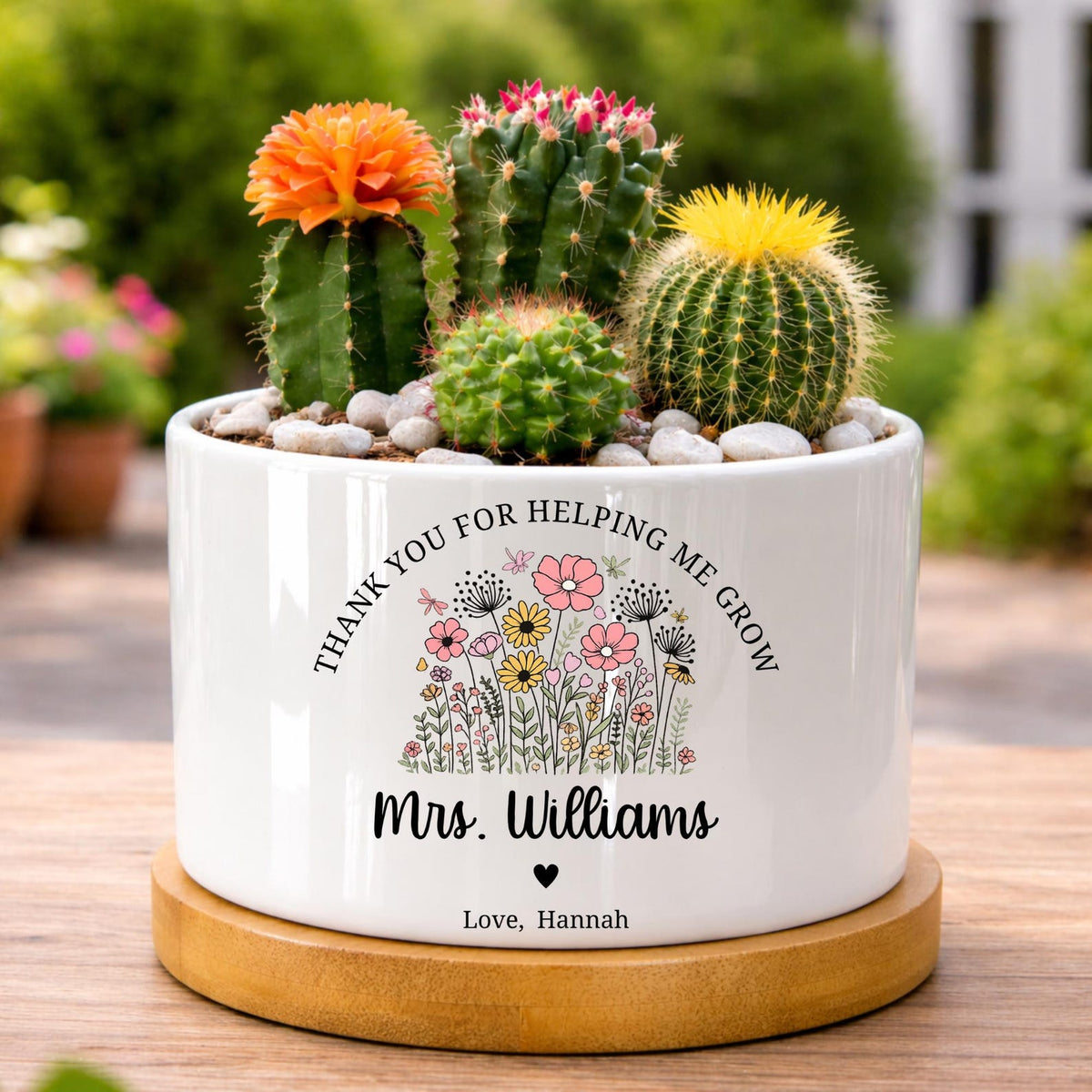 Personalized Teacher Ceramic Pot Planter, Thank You for Helping Me Grow Planter, Teacher Appreciation Gift, Teacher Gift