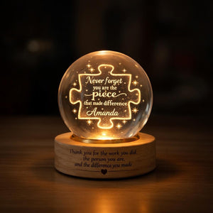 Custom Engraved Crystal Night Light: Employee Leaving Gift, Thank You Appreciation Gift for Coworker Teacher Mentor