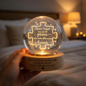 Custom Engraved Crystal Night Light: Employee Leaving Gift, Thank You Appreciation Gift for Coworker Teacher Mentor