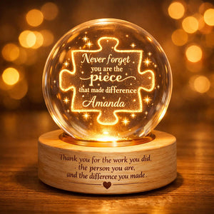 Custom Engraved Crystal Night Light: Employee Leaving Gift, Thank You Appreciation Gift for Coworker Teacher Mentor