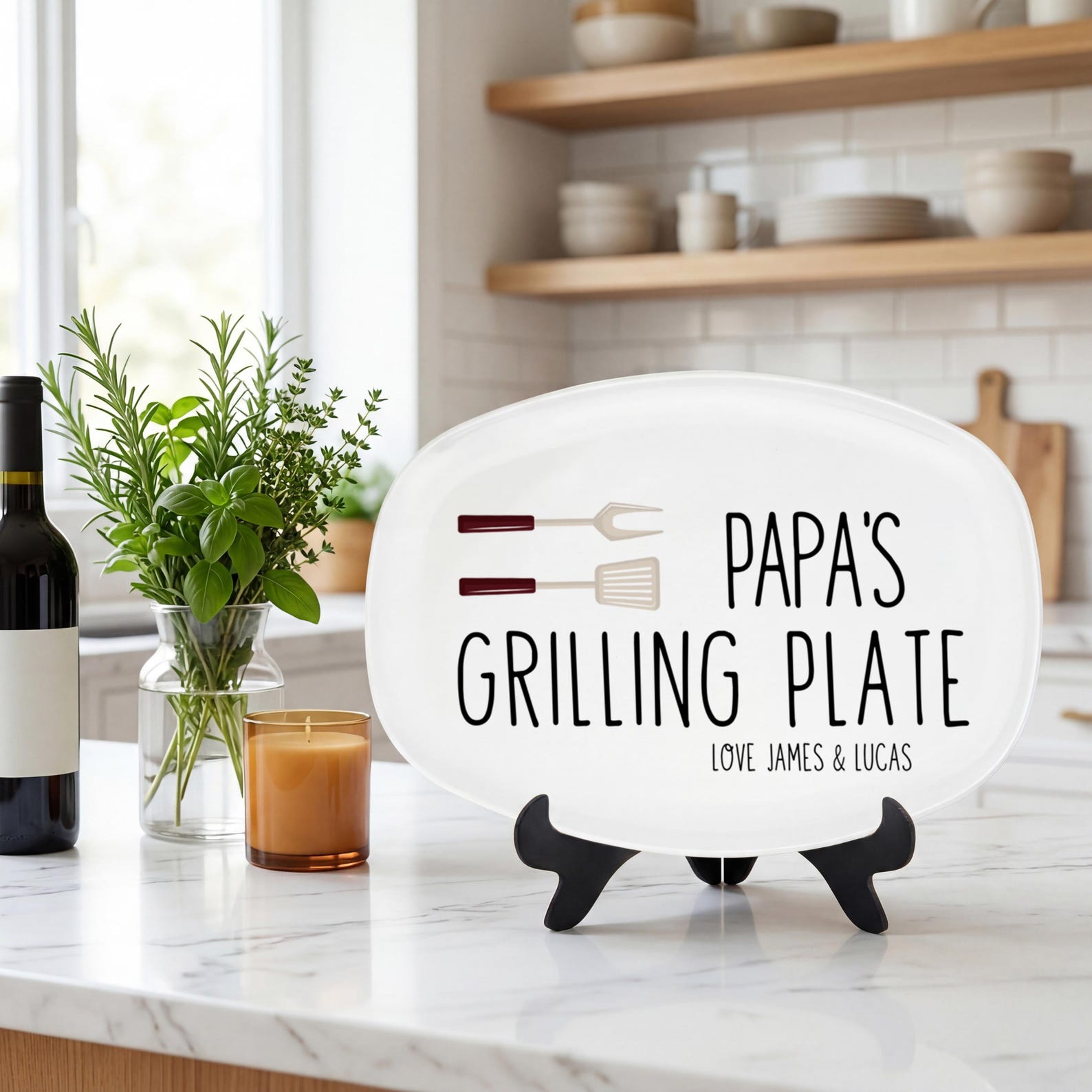 Personalized Grilling Platter, Custom Photo Dad BBQ Tray, Father's Day Gift