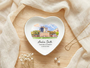 Custom University Jewelry Dish, Personalized College Graduation Gift, School Logo Ring Dish, Graduate Keepsake