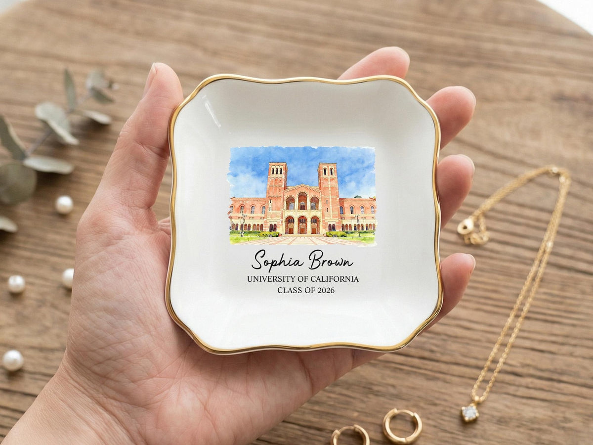 Custom University Jewelry Dish, Personalized College Graduation Gift, School Logo Ring Dish, Graduate Keepsake