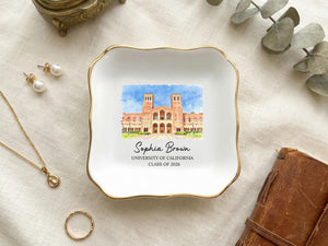 Custom University Jewelry Dish, Personalized College Graduation Gift, School Logo Ring Dish, Graduate Keepsake