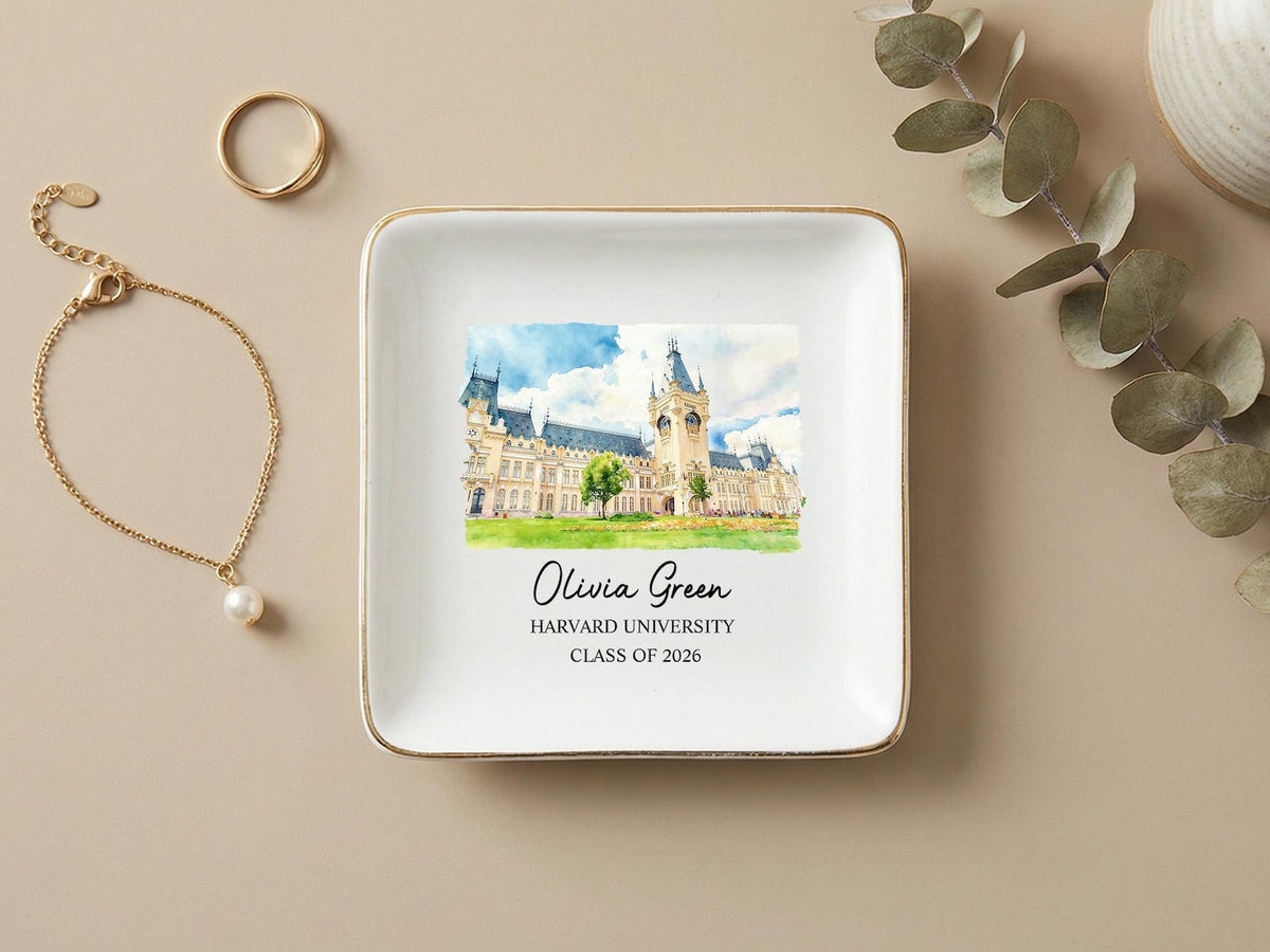 Custom University Jewelry Dish, Personalized College Graduation Gift, School Logo Ring Dish, Graduate Keepsake