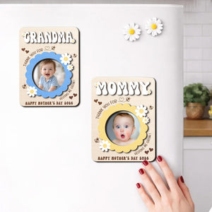 Mothers Day Fridge Photo Magnet, Gift for Grandma, Thank You for Helping Me Grow, Baby Picture Frame, Grandma Photo Magnet, New Grandma Gift