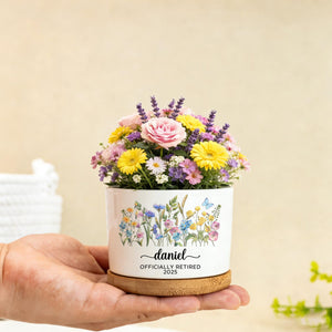 Personalized Retirement Planter, The Difference You Made Retirement Gift Custom Teacher Gift, Floral Ceramic Pot