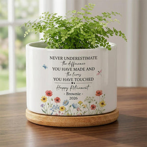Personalized Retirement Gift for Women, Retirement Planter Pot, Never Underestimate the Difference You Have Made, Coworker Retirement Gift