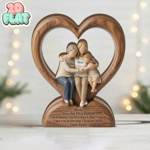 Generational Family 2D FLAT Wooden Block, Grandma Mom Daughter Keepsake, Personalized Wood Gift, Mother Daughter Gift, Family Heart Decor