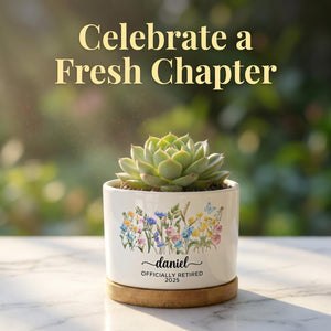 Personalized Retirement Planter, The Difference You Made Retirement Gift Custom Teacher Gift, Floral Ceramic Pot