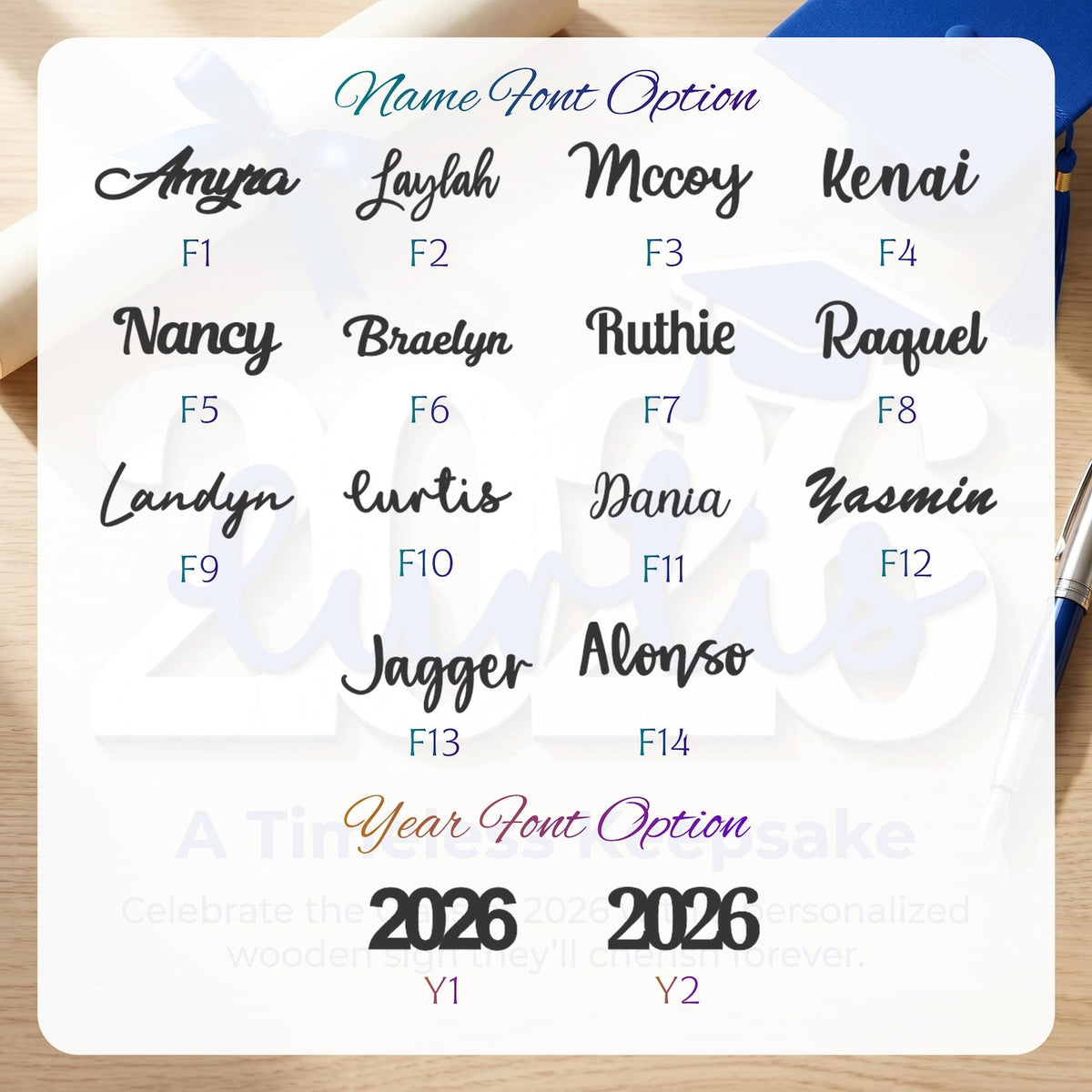 Personalized Graduation Party Sign, Custom Wooden Graduation Decorations, Graduation Party Decor, Gift Table Photo Prop - Class of 2026