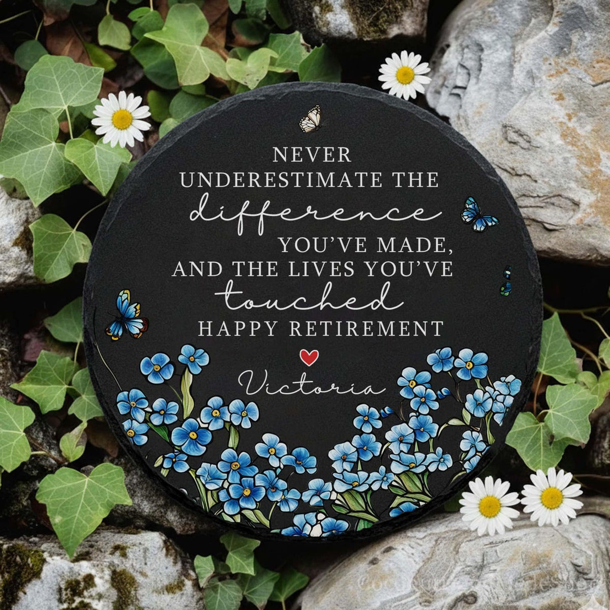 Garden Stone Retirement Gift, Personalized Floral Retirement Gift For Grandma, Colleague Retirement Keepsake, Retired Coworker, Mother's Day