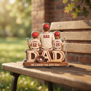 We Caught the Best Dad Baseball, Personalized 2D Acrylic Plaque, Custom Father's Day Gift for Dad, Gift for Husband, Grandpa, Heartfelt Gift