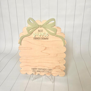 Personalized Mother's Day Handprint Sign | Custom Wood Keepsake for Mom, Grandma