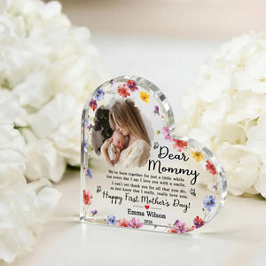 Personalized Dear Mommy Photo Heart Plaque, Happy First Mother's Day Keepsake