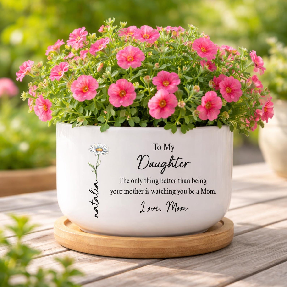 Daughter Gift From Mom, Daughter Ceramic Plant Pot, Gift For Daughter From Mom, Daughter Birthday Gift